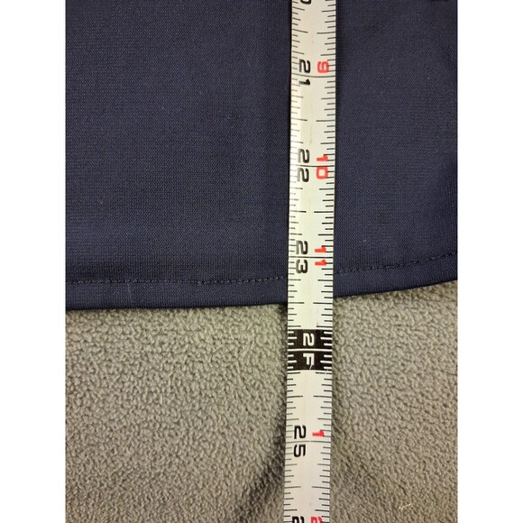 👉 Ann Taylor Navy XS Blouse Bell Sleeve Ruffle Scoop Neck Stretch Top Business - Picture 7 of 7